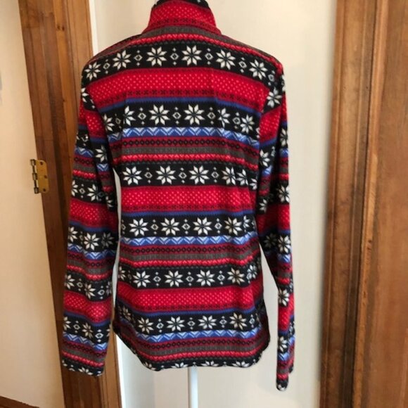 L. L. BEAN Vintage 1/4 Zip Fleece Snowflake Print Medium - Picture 11 of 16